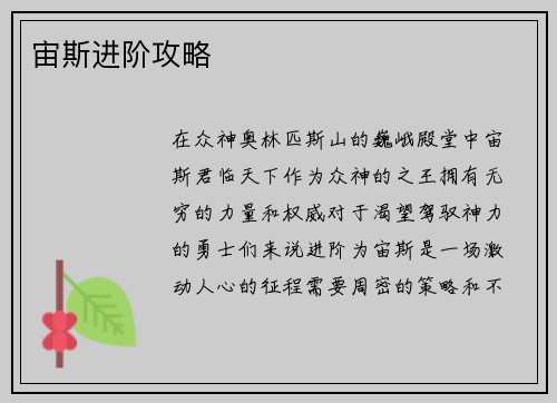 宙斯进阶攻略